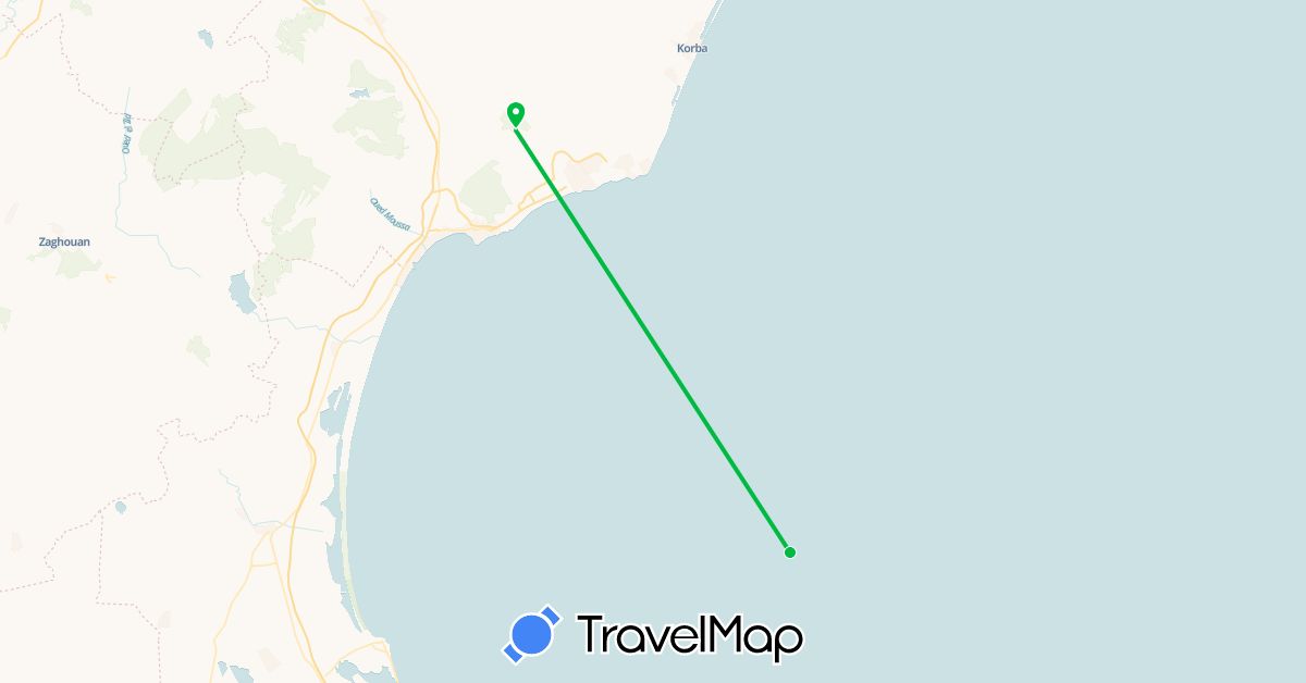 TravelMap itinerary: driving, bus in Tunisia (Africa)